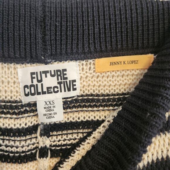 Future Collective Women's Size XXS Black/Cream Straight Leg Knit Pants New - Picture 2 of 3